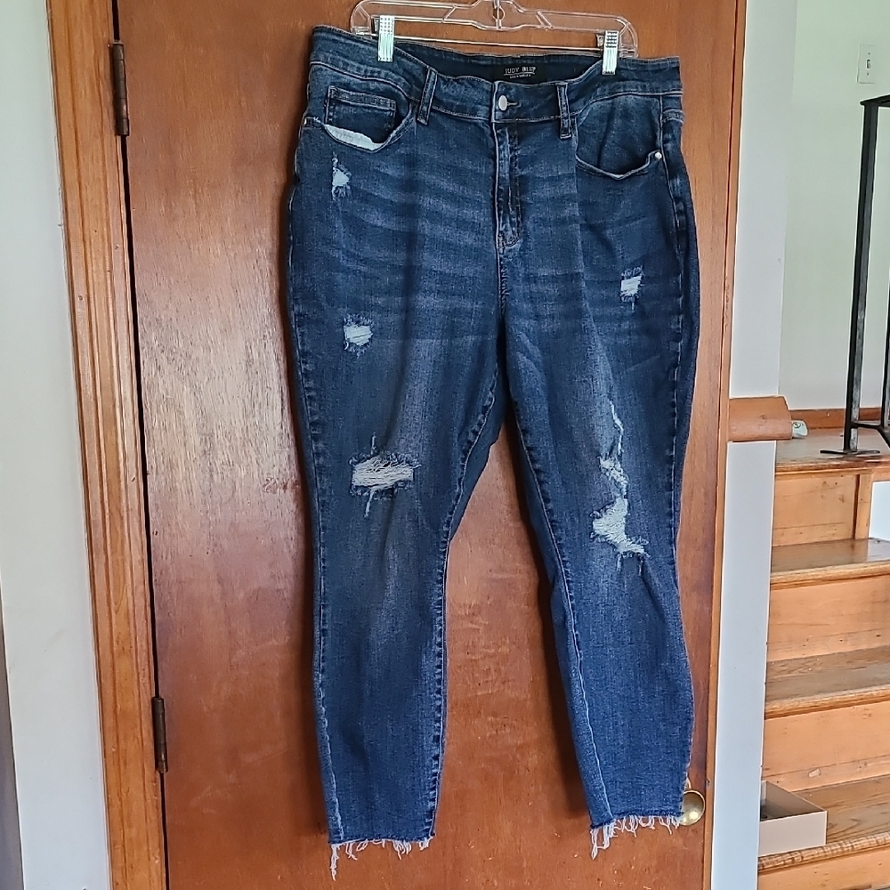 Judy Blue Boyfriend Jeans Distressed Blue Relaxed Fit